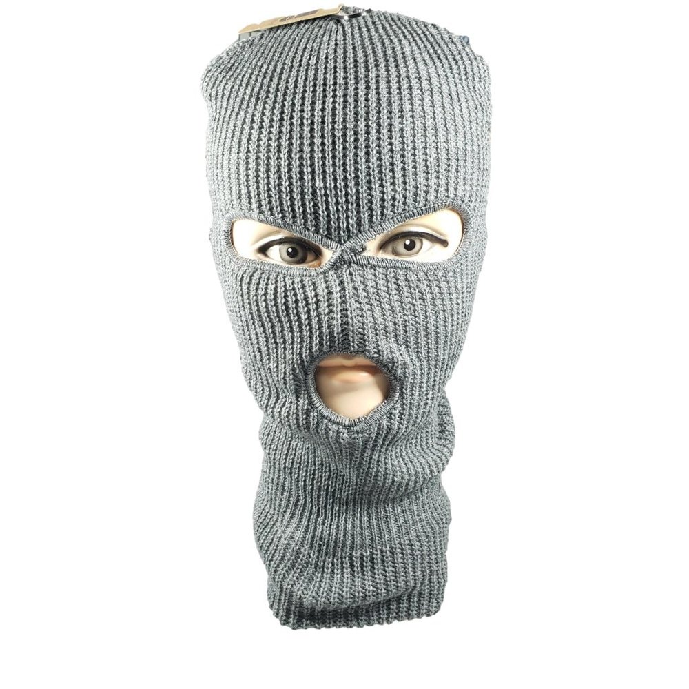 Grey 3 Hole Winter Hat Ski Face Mask